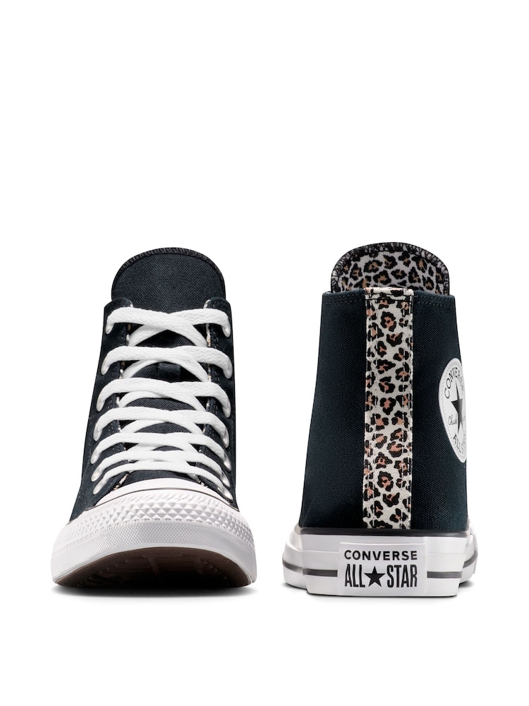 Converse Black Chuck Taylor All Star Leopard Print Trainers - Image 8 of 11