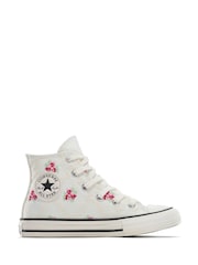 Converse White Junior Chuck Taylor Embroidered Trainers - Image 1 of 7