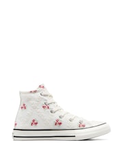 Converse White Junior Chuck Taylor Embroidered Trainers - Image 3 of 7