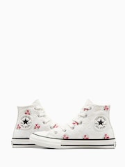 Converse White Junior Chuck Taylor Embroidered Trainers - Image 4 of 7