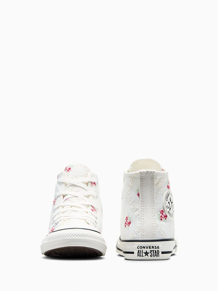 Converse White Junior Chuck Taylor Embroidered Trainers - Image 5 of 7
