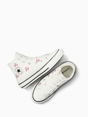 Converse White Junior Chuck Taylor Embroidered Trainers - Image 6 of 7
