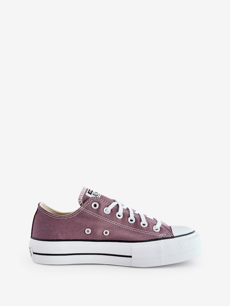 Converse Red Platform Lift Chuck Ox Trainers - Image 3 of 15