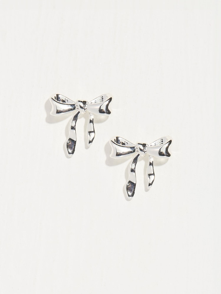 FatFace Silver Tone Bow Earrings - Image 1 of 2