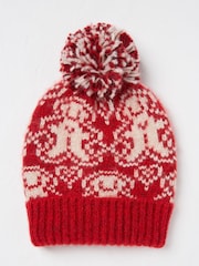 FatFace Red Gingerbread Christmas Beanie Hat - Image 1 of 2