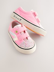 Pink Wide Fit (G) Touch Fasten Strap Printed Trainers - Image 1 of 6