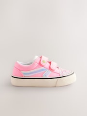 Pink Wide Fit (G) Touch Fasten Strap Printed Trainers - Image 2 of 6