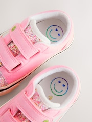 Pink Wide Fit (G) Touch Fasten Strap Printed Trainers - Image 3 of 6
