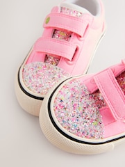 Pink Wide Fit (G) Touch Fasten Strap Printed Trainers - Image 4 of 6