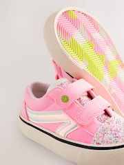 Pink Wide Fit (G) Touch Fasten Strap Printed Trainers - Image 5 of 6