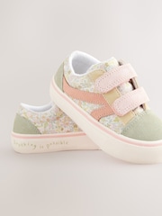 Sage Green Floral Wide Fit (G) Touch Fasten Strap Printed Trainers - Image 3 of 5