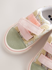 Sage Green Floral Wide Fit (G) Touch Fasten Strap Printed Trainers - Image 5 of 5