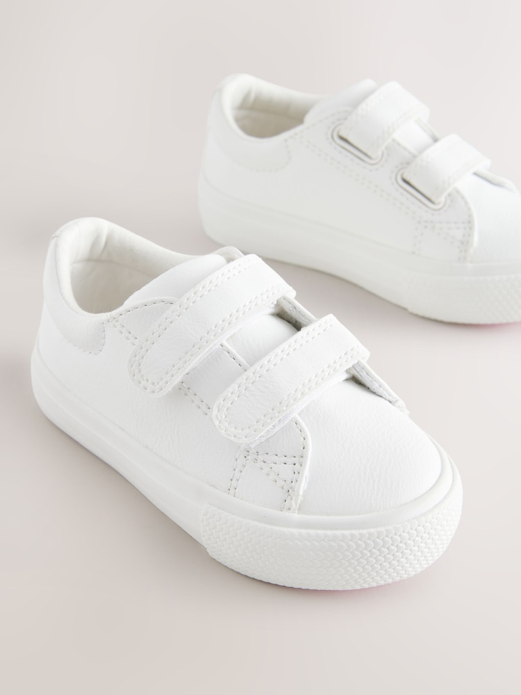 White Wide Fit (G) Chunky Trainers With Touch Fastening - Image 3 of 5