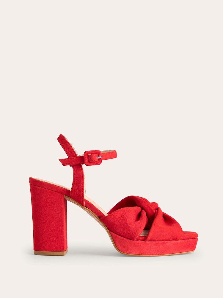 Boden Red Twist Front Platform Sandals - Image 2 of 4 Boden Red Twist Front Platform Sandals - Image 2 of 4