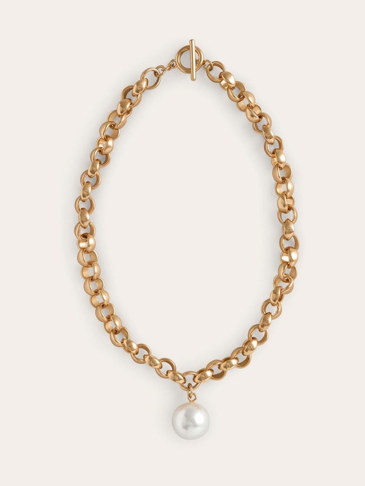 Boden Gold Tone Chunky Faux Pearl Necklace - Image 1 of 3