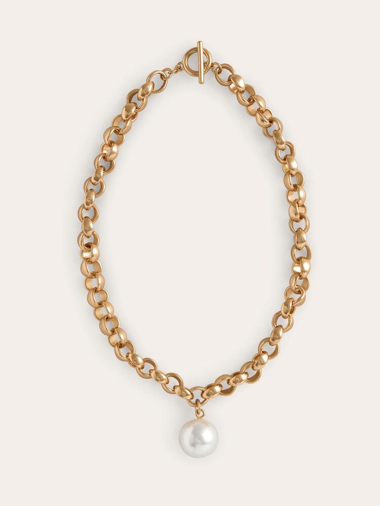 Boden Gold Tone Chunky Faux Pearl Necklace - Image 1 of 3 Boden Gold Tone Chunky Faux Pearl Necklace - Image 1 of 3