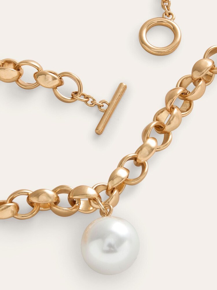 Boden Gold Tone Chunky Faux Pearl Necklace - Image 2 of 3 Boden Gold Tone Chunky Faux Pearl Necklace - Image 2 of 3