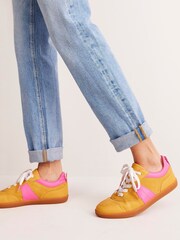 Boden Yellow Erin Retro Tennis Trainers - Image 1 of 3
