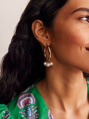 Boden Gold Tone Faux Pearl Cluster Hoops - Image 1 of 3