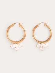 Boden Gold Tone Faux Pearl Cluster Hoops - Image 2 of 3