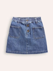 Boden Blue Button Pull-On Mini 100% Cotton Skirt - Image 1 of 3