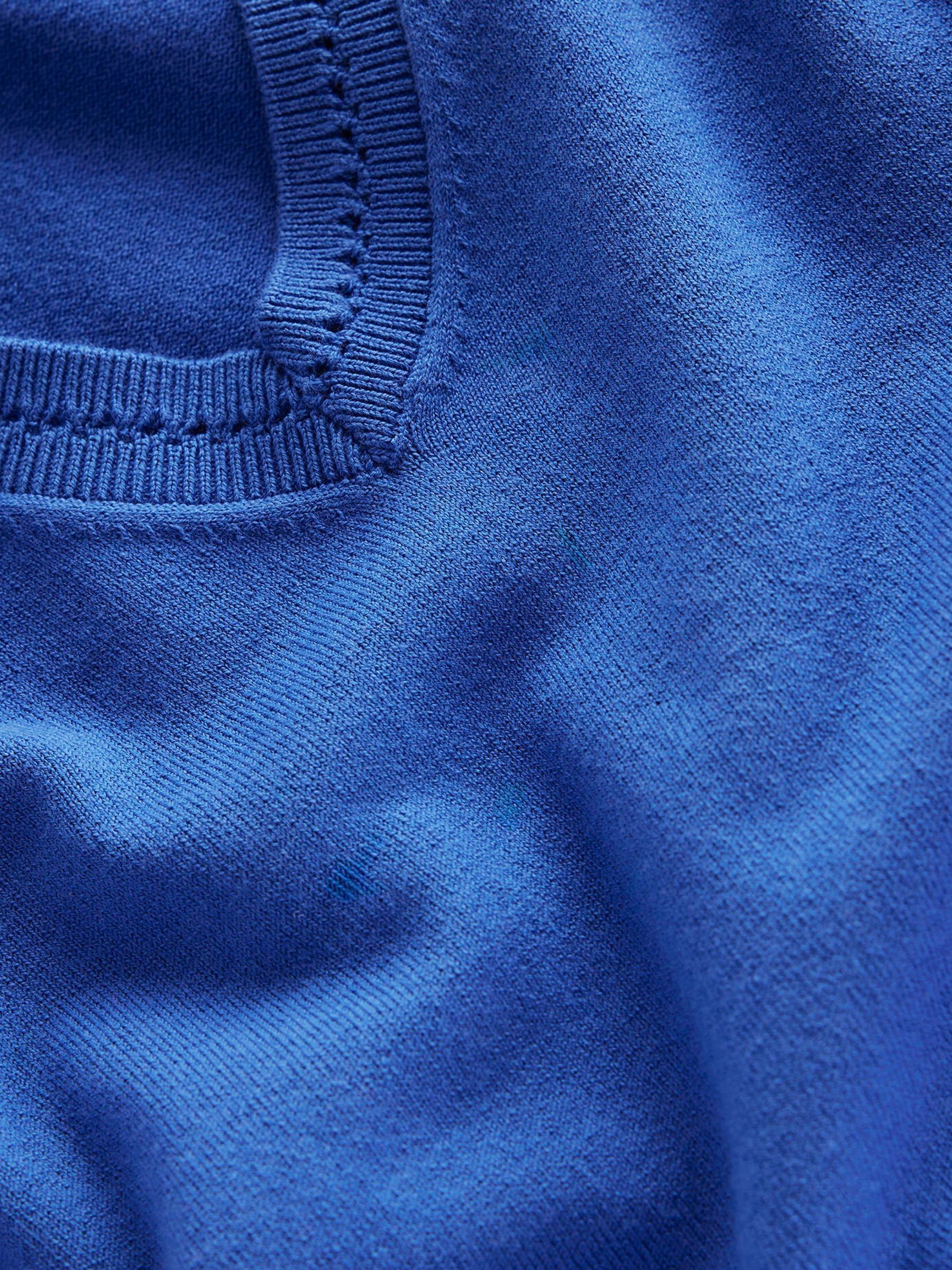 Boden Blue Catriona Cotton V-Neck Jumper - Image 6 of 6