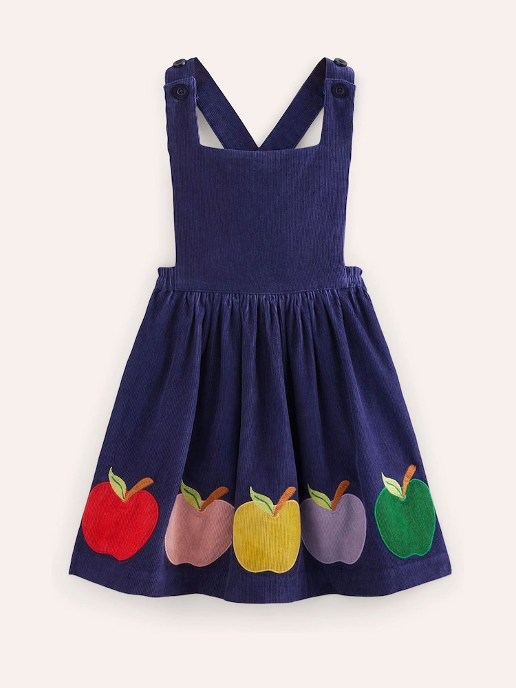 Boden Blue Cord Appliqué Pinafore Dress - Image 1 of 3