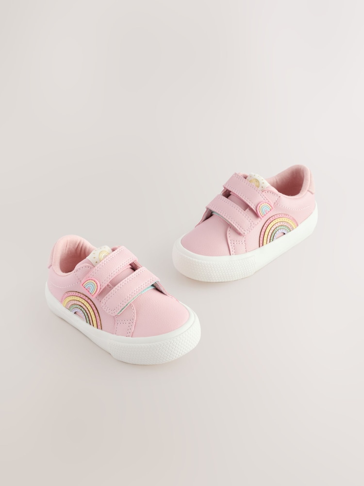 Pink Rainbow Wide Fit (G) Touch Fasten Trainers - Image 1 of 6