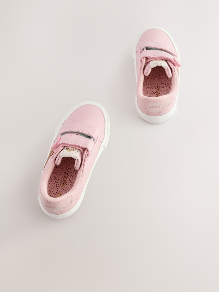 Pink Rainbow Wide Fit (G) Touch Fasten Trainers - Image 2 of 6