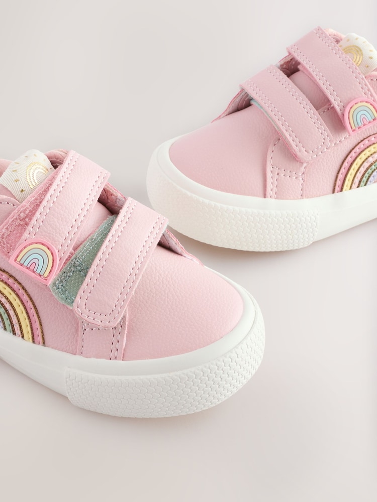Pink Rainbow Wide Fit (G) Touch Fasten Trainers - Image 3 of 6