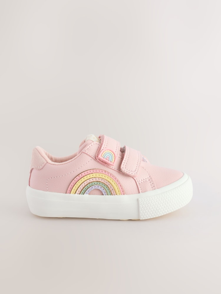 Pink Rainbow Wide Fit (G) Touch Fasten Trainers - Image 4 of 6