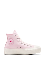 Converse Pink Pale Platform Lift High Top Trainers - Image 1 of 14