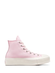 Converse Pink Pale Platform Lift High Top Trainers - Image 3 of 14