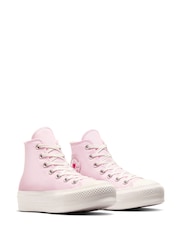 Converse Pink Pale Platform Lift High Top Trainers - Image 6 of 14