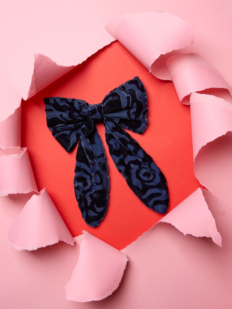 FatFace Navy Copper & Black Hair Bow - Image 2 of 3