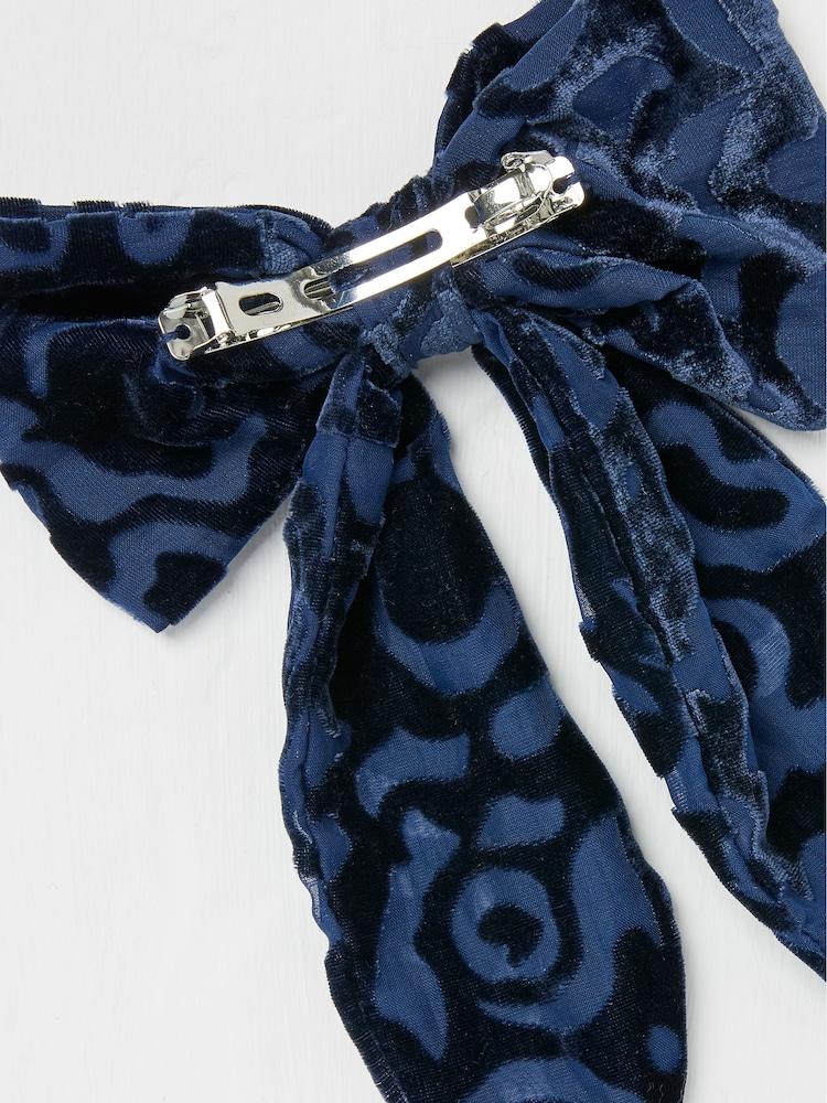 FatFace Navy Copper & Black Hair Bow - Image 3 of 3