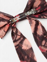 FatFace Burgundy Red Copper & Black Hair Bow - Image 2 of 3