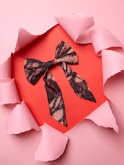 FatFace Burgundy Red Copper & Black Hair Bow - Image 3 of 3