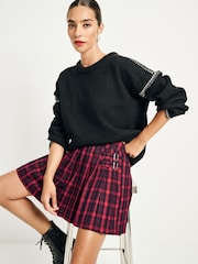 Red Tartan Pleated Kilt Mini Skirt - Image 1 of 8