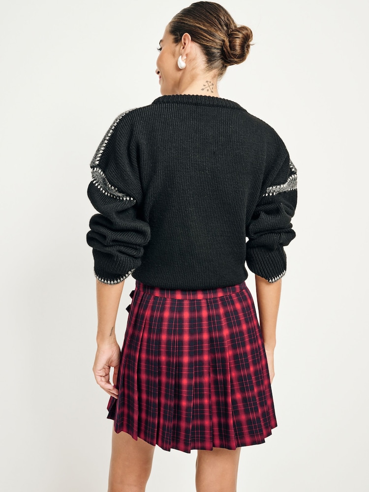 Red Tartan Pleated Kilt Mini Skirt - Image 2 of 8