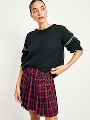 Red Tartan Pleated Kilt Mini Skirt - Image 4 of 8