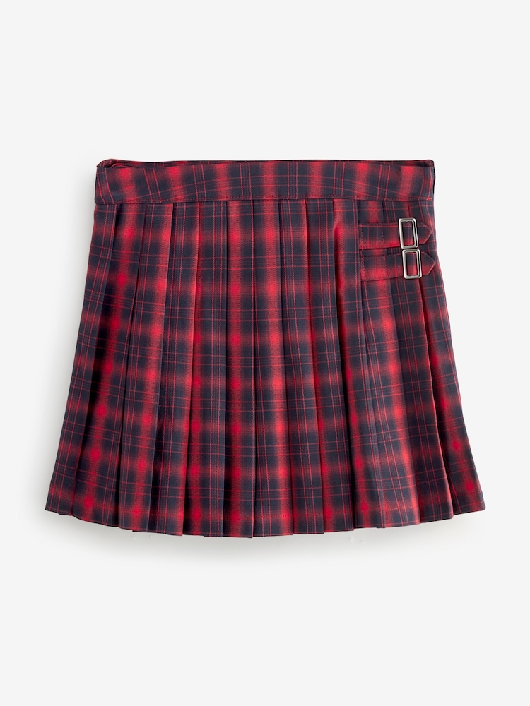 Czerwony w szkocką kratę - Pleated Kilt Mini Skirt - Image 6 of 8