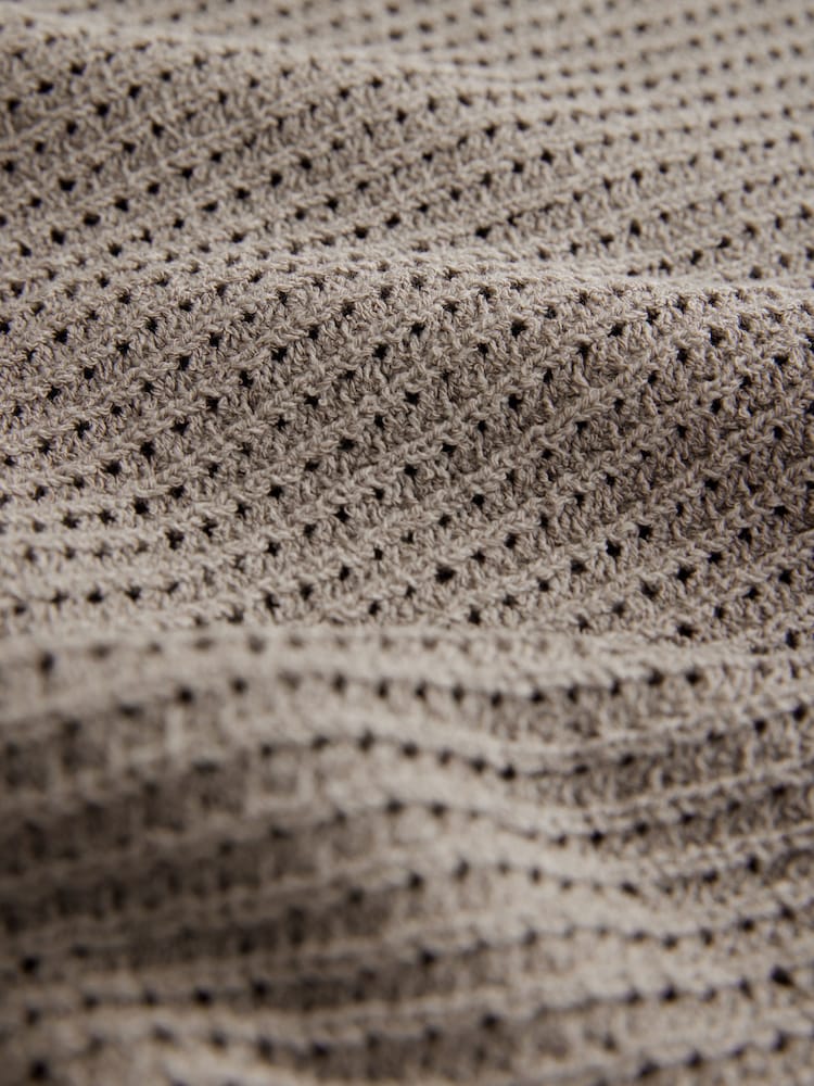 Neutral Relaxed Fit Cotton Rich Short Sleeve Bouclé Knit Crew T-Shirt - Image 7 of 7