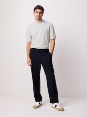 Light Grey Relaxed Fit Premium Short Sleeve Knitted Crew T-Shirt - Image 4 of 9