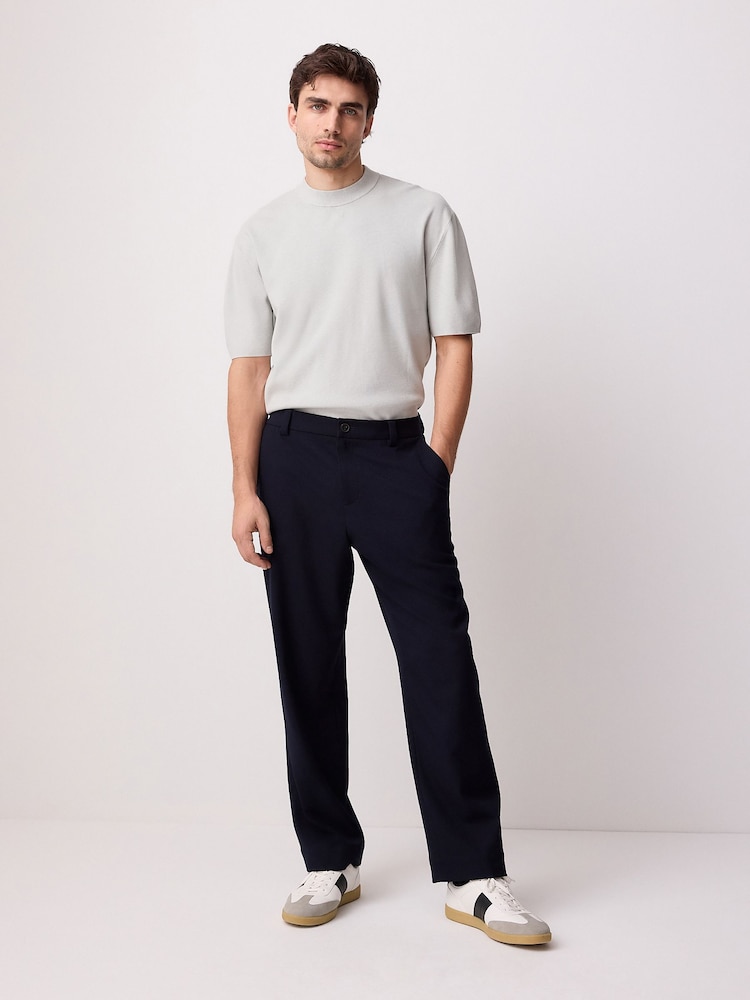 Light Grey Relaxed Fit Premium Short Sleeve Knitted Crew T-Shirt - Image 4 of 9