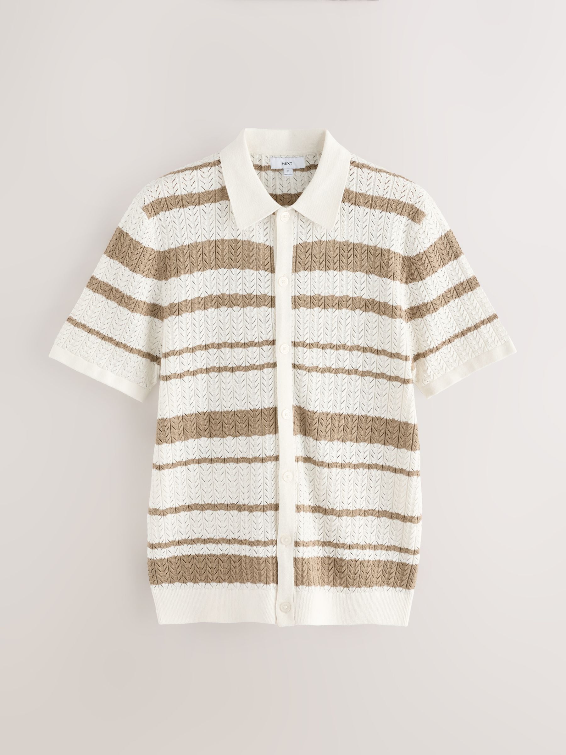 Tシャツ・カットソー TRILLION Cable Crochet Short Sleeve Collar Knit BRIGHT WHITE Curt crocheted knit polo shirt | Cmmn Swdn | | Simons