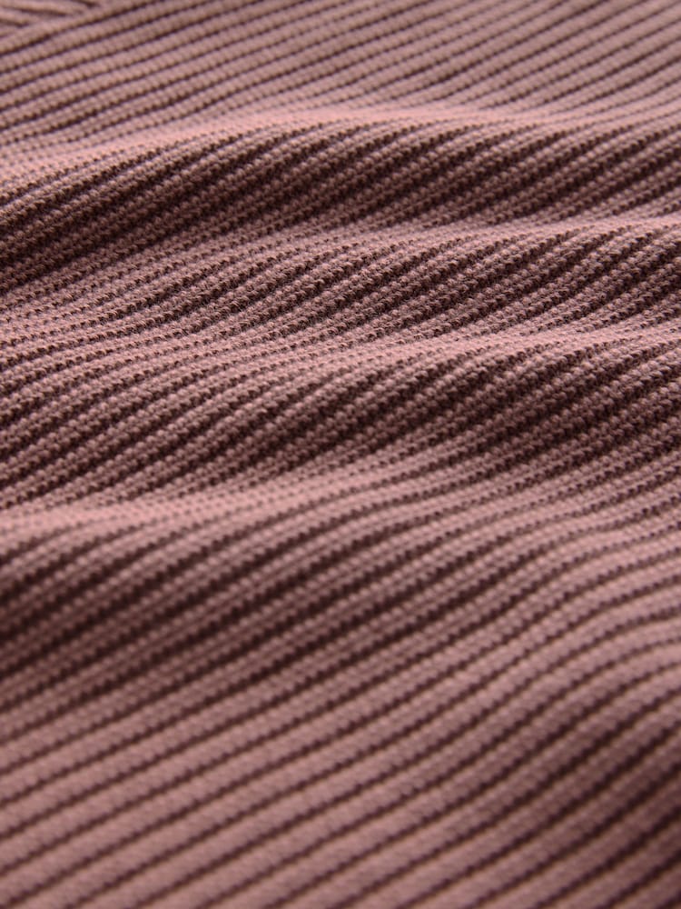 Rosa blush - Camisa polo canelada texturizada com textura canelada 100% algodão de modelagem regular - Imagem 7 de 7