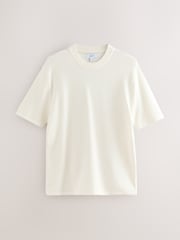 Ecru White Regular Fit Cotton Rich Textured Knit Crew T-Shirt - Image 6 of 8