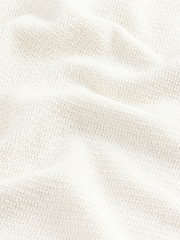 Ecru White Regular Fit Cotton Rich Textured Knit Crew T-Shirt - Image 8 of 8
