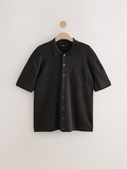 Brown Relaxed Fit Premium Short Sleeve Knit Button-Through Polo Shirt - Image 5 of 7